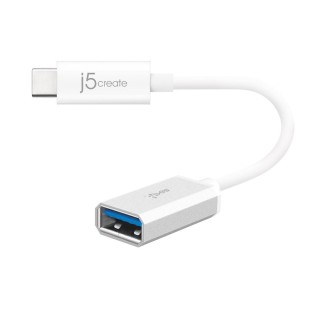 Adapter j5create USB-C 3.1 to Type-A Adapter (USB-C m - USB3.1 f 10cm; colour white) JUCX05-N