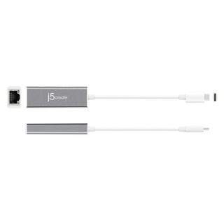 j5create USB-C to Gigabit Ethernet Adapter; silver JCE133G-N