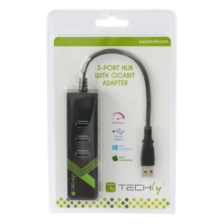 Techly IDATA USB-ETGIGA-3U2 laptop dock/port replicator USB 3.2 Gen 1 (3.1 Gen 1) Type-A Black
