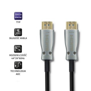 Qoltec 50474 HDMI cable v.2.0 A male | A male | AOC | 30m