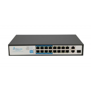 Extralink PoE Switch VIRTUS V3 16x 100Mb/s PoE/PoE+, 2x Gigabit RJ45 + 1x SFP, 150W