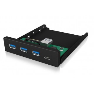 ICY-BOX 3.5" Front Panel 4-Port USB 3.0, 3x Type-A, 1x Type-C black Requires (additional) 20-pin USB 3 header