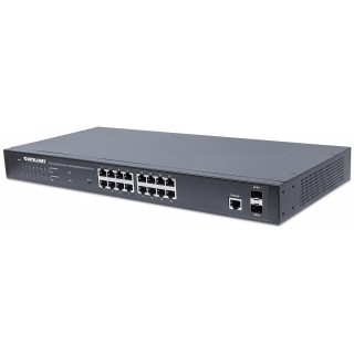 Intellinet 16-Port Gigabit Ethernet PoE+ Web-Managed Switch with 2 SFP Ports, IEEE 802.3at/af Power over Ethernet (PoE+/PoE) Compliant, 374 W, Endspan, 19" Rackmount