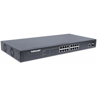 Intellinet 16-Port Gigabit Ethernet PoE+ Web-Managed Switch with 2 SFP Ports, 16 x PoE ports, IEEE 802.3at/af Power over Ethernet (PoE+/PoE), 2 x SFP, Endspan, 19" Rackmount