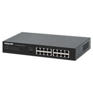 Intellinet 16-Port Gigabit Ethernet Switch 16 x 10/100/1000 Mbps RJ45 Ports, Green Ethernet / IEEE 802.3az Energy Efficient Ethernet, Desktop Format, Includes Optional 19" Rackmount Brackets