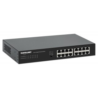 Intellinet 16-Port Gigabit Ethernet Switch 16 x 10/100/1000 Mbps RJ45 Ports, Green Ethernet / IEEE 802.3az Energy Efficient Ethernet, Desktop Format, Includes Optional 19" Rackmount Brackets