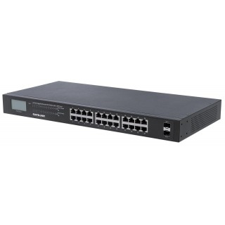 Intellinet 24-Port Gigabit Ethernet PoE+ Switch with 2 SFP Ports, LCD Display, IEEE 802.3at/af Power over Ethernet (PoE+/PoE) Compliant, 370 W, Endspan, 19" Rackmount