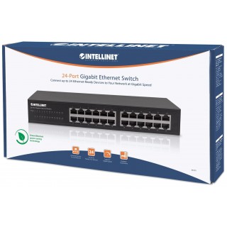 Intellinet 24-Port Gigabit Ethernet Switch, 24 x 10/100/1000 Mbit/s RJ45-Ports, IEEE 802.3az (Energy Efficient Ethernet), Desktop, 19" Rackmount, Metal