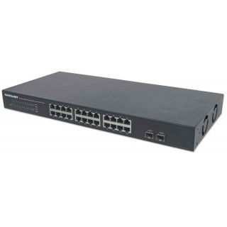 Intellinet 24-Port Gigabit Ethernet Switch with 2 SFP Ports, 24 x 10/100/1000 Mbps RJ45 Ports + 2 x SFP, IEEE 802.3az (Energy Efficient Ethernet), 19" Rackmount, Metal
