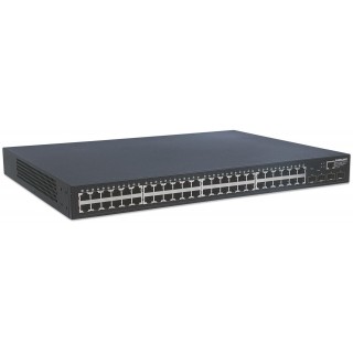 Intellinet 48-Port Gigabit Ethernet Web-Managed Switch with 4 SFP Ports, 48 x 10/100/1000 Mbps RJ45 Ports + 4 x SFP, IEEE 802.3az Energy Efficient Ethernet, SNMP, QoS, VLAN, ACL, 19 Rackmount" (Euro 2-pin plug)