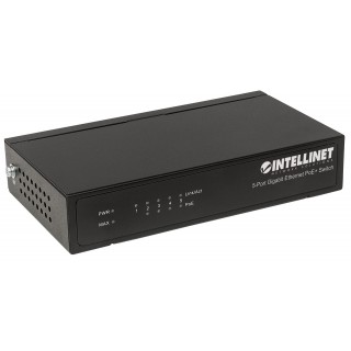 Intellinet 5-Port Gigabit Ethernet PoE+ Switch, 4 x PSE Ports, IEEE 802.3at/af Power over Ethernet (PoE+/PoE) Compliant, 60 W, Desktop