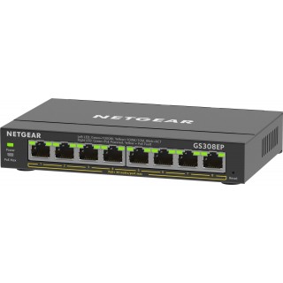 NETGEAR 8-Port Gigabit Ethernet PoE+ Plus Switch (GS308EP) Managed L2/L3 Gigabit Ethernet (10/100/1000) Power over Ethernet (PoE) Black