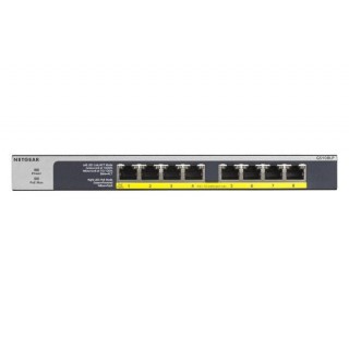 NETGEAR GS108LP Unmanaged Gigabit Ethernet (10/100/1000) Power over Ethernet (PoE) 1U Black, Grey