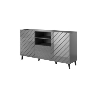 ABETO chest of drawers 150x42x82 graphite/gloss
