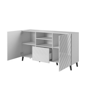 ABETO chest of drawers 150x42x82 white glossy