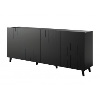 BARI chest of drawers 200x42x82 black matt
