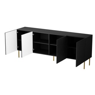 JUNGLE chest of drawers 190x40.5x74.5 black matt + golden legs