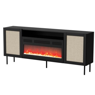 JUTA EF chest of drawers + electric fireplace 202x39.5x85 black + linol calabria