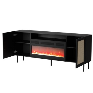 JUTA EF chest of drawers + electric fireplace 202x39.5x85 black + linol calabria