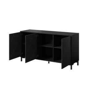 MARMO 3D chest of drawers 150x45x80.5 cm matte black/marble black
