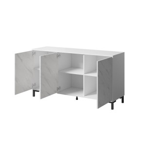 MARMO 3D chest of drawers 150x45x80.5 cm white matt/marble white