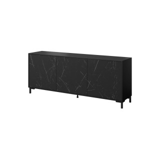 MARMO 3D chest of drawers 200x45x80,5 cm matte black/marble black