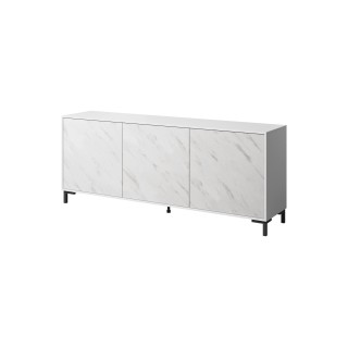 MARMO 3D chest of drawers 200x45x80,5 cm white matt/marble white