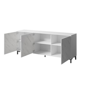 MARMO 3D chest of drawers 200x45x80,5 cm white matt/marble white