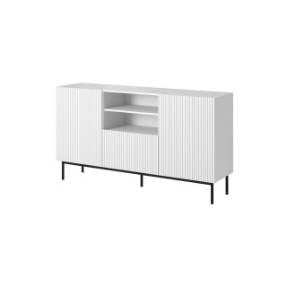 PAFOS chest of drawers on a black steel frame 150x40x90 cm white matt