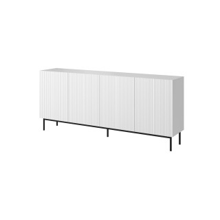 PAFOS chest of drawers on a black steel frame 200x40x102 cm white matt