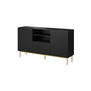 PAFOS chest of drawers on golden steel frame 150x40x90 cm matte black