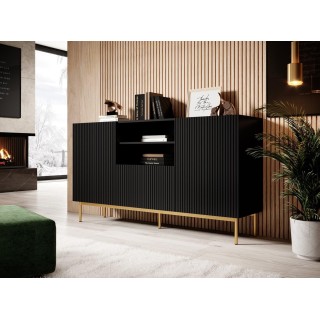 PAFOS chest of drawers on golden steel frame 150x40x90 cm matte black