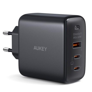 AUEKY Omnia II Mix PA-B6T Wall charger 1x USB 2x USB-C Power Delivery 3.0 65W Black