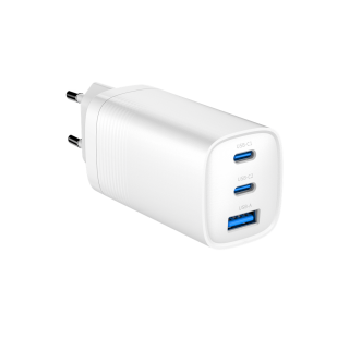 Gembird TA-UC-PDQC65-01-W 3-port 65 W GaN USB PowerDelivery fast charger, white
