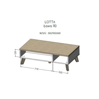 Cama LOTTA 110 coffee table wotan oak/mat black