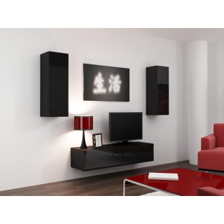 Cama Living room cabinet set VIGO 7 black/black gloss