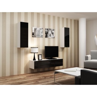 Cama Living room cabinet set VIGO 7 white/black gloss