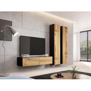 Cama living room cabinet set VIGO 9 black/wotan oak