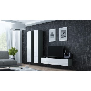 Cama Living room cabinet set VIGO 9 grey/white gloss