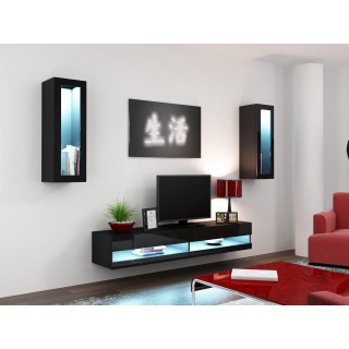 Cama Living room cabinet set VIGO NEW 11 black/black gloss