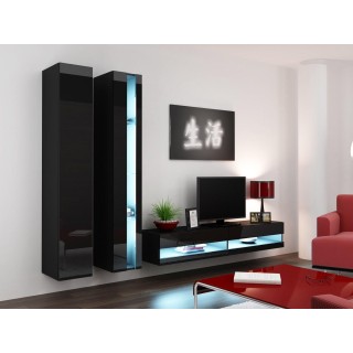 Cama Living room cabinet set VIGO NEW 5 black/black gloss