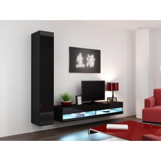 Cama Living room cabinet set VIGO NEW 9 black/black gloss