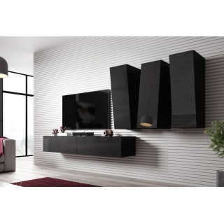 Cama Living room cabinet set VIGO SLANT 1 black/black gloss