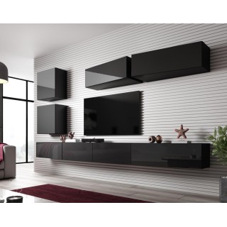 Cama Living room cabinet set VIGO SLANT 5 black/black gloss