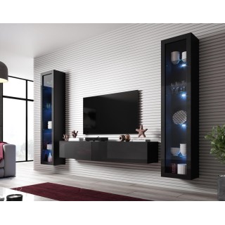 Cama Living room cabinet set VIGO SLANT 6 black/black gloss