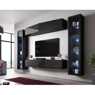 Cama Living room cabinet set VIGO SLANT 8 black/black gloss