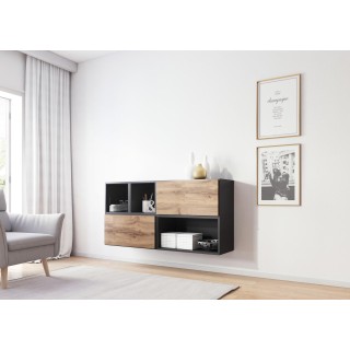 Cama living room furniture set ROCO 15 (RO4+2xRO3+2xRO6) antracite/wotan oak
