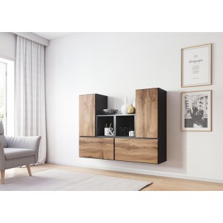 Cama living room furniture set ROCO 18 (4xRO3 + 2xRO6) antracite/wotan oak