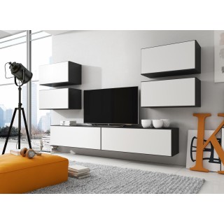 Cama living room furniture set ROCO 2 (2xRO1 + 4xRO3) black/black/white