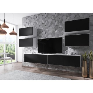 Cama living room furniture set ROCO 2 (2xRO1 + 4xRO3) white/white/black